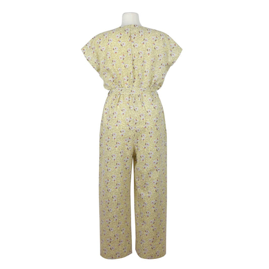 sustainable upcycling summer overall woman yellow flowers
